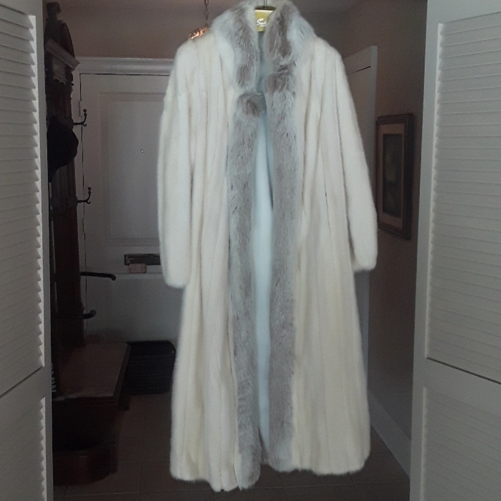 Full length white mink coat